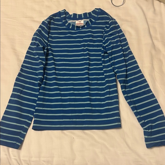 Hanna Andersson Baltic Blue Turquoise Striped Long Sleeve Rashguard - Picture 7 of 7